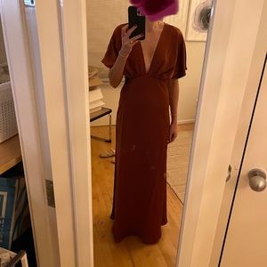 BHLDN Leila Satin Charmeuse Dress. Size 4. Color - Cinnamon